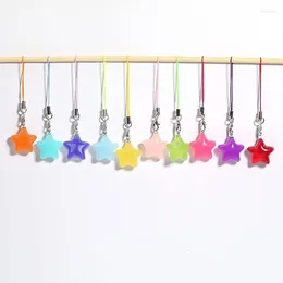 Keychains Colourful Five-Pointed Star Crystal Beads Lobster Clasp Pendant Hang Tags Alloy Jewellery Necklace Keychain DIY Accessories