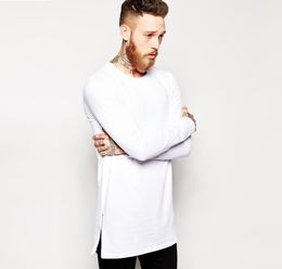 Brand Extra Long Tee Shirt For Men Hip Hop Men 039S Longline T Shirt Long Sleeve Tall Tees Side Zipper Oversized TShirt1231921