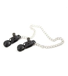 Metal Breast Bondage Clip Black Stainless Steel Nipple Clamps With Chain Silica gel pad9634780