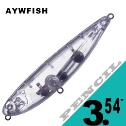 Lures AYWFISH 10PCS / Lot Unpainted Pencil Rattles Fish Bait Walking The Dog 3.54IN 10G Topwater Artificial Fishing Lures Blanks