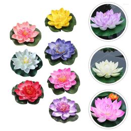Decorative Flowers 7 Pcs Lotus Decoration Fountain Ornament Fake Pearlescent Adornment For Pool Plastic Artificial Water Surface Pond