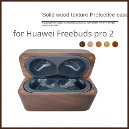 Accessories Solid Wood Earphone Case for Huawei Freebuds Pro 2 Bluetooth Earphone Protective Sleeve Cover with Hook Earphone Accessories