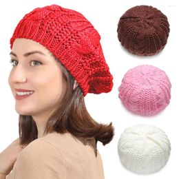 Berets Women Girl Elegant Warm Ribbed Painter Hat Knitted Cap Beret French Artist