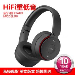R8 New Cross Border Hot Selling Wireless Headworn Bluetooth Earphones with Heavy Bass Stereo Card Game Computer Earphones