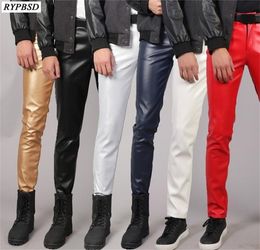 PU Leather Pants Men Slim Fit Stretch Fashion Casual High Quality Zipper Skinny Nightclub Faux Mens Leather Pants Plus Size 38 2019697036