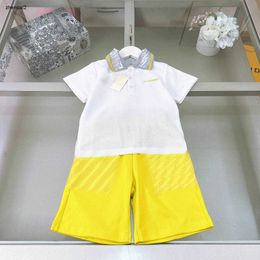 Luxury baby tracksuits Summer T-shirt set kids designer clothes Size 100-150 CM child POLO shirt and Large pocket Yellow shorts 24Feb20