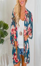 Women Shirt Kimono Boho Cardigan Vintage Floral Print Blouse Loose Shawl Cape Knits Bohemian Coat Jacket Two Color Y1905109044484