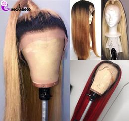 Ombre Brazilian Straight Lace Front Human Hair Wig 13x4 99J Burgundy Blonde 613 Lace Front Wig Coloured Human Hair Wigs Remy 1508599613136