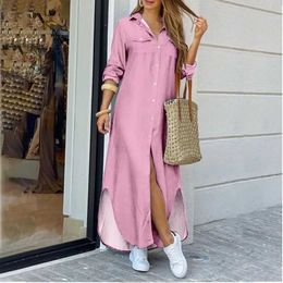 Designer Womens Designer Clothing Loose Long Shirt Dress Summer Spring New Arrivals Solid Printed Casual Party Dresses with Long Sleeve Fashion Lapel Slit Beach Wea