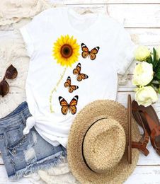 Women Graphic Butterfly Cartoon Floral Fashion Girl Lady Tees Print Tops T Shirt Clothing Female Shirt Womens T-Shirt X05277337789