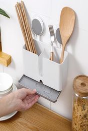 Seamless Hanging Kitchen Storage Rack Chopsticks Spoon Wallmounted Bracket Family Kitchen Portable Practical Accessories Supp3384473