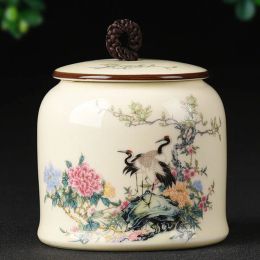 Tools Large Painted Tea Caddy Porcelain Storage Jar Porcelain Candy Box Spice Storage Tank Coffee Container Sealed Canister Tea Can