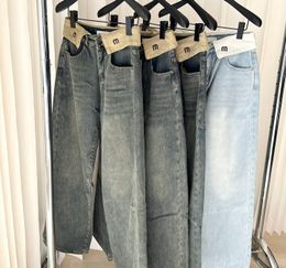 Jeans Womens Designer Trouser Legs Open Fork Tight Capris Denim Trousers Add Fleece Plush Warm Slimming Jean Pants Loose Women Straight Embroidery Sex