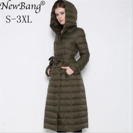 Coats NewBnag Fashion Long Down Women Duck Down Jacket Winter Coat Woman 2022 Feather Warm Slim Windbreaker Female Hooded Outerwear