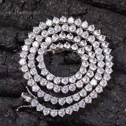 Hot Sale Prongs 3 Mm Gold Plated Sterling Sier VVS Moissanite Diamond Tennis Chain Bracelet Necklace