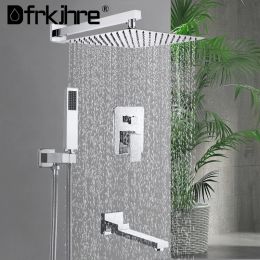 Control Chrome Concealed Bathroom Rainfall Shower Faucets Set Wall Mount Waterfall Shower System Bathtub Shower Mixer Faucet Tap