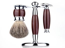 Men039s resin vintage Razors set beard brush metal alloy badger hair household face brushes Shaving Barber Tools No blade 00877802723