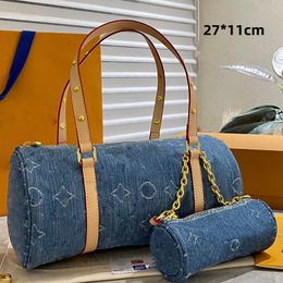 PAPILLON High Quality Women Denim Shoulder Bag 2-in-1 Underarm Bag Designer Resort 24 for Women Papillon Handbag Detachable Wallet