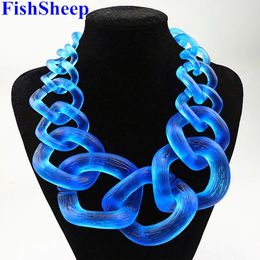 FishSheep Statement Jewellery Big Acrylic Chunky Chain Choker Necklace Vintage Resin Large Long Collar Large Pendants Necklaces 240229