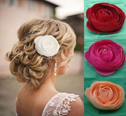 2015 Fashion Popular Wedding Hair Flowers Handmade Bridal Hair Clips Barrettes Bridesmaid Hair Pieces Wedding Accessories 8CM Diam1314391