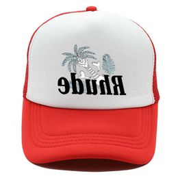 Fashionable multi-color mesh stitching baseball cap for men and women embroidered unisex Rhude series casual sun hat adjustable rhude hat