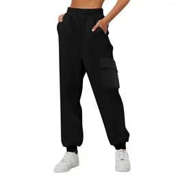 Women's Pants Casual Womens Side Pockets Elastic Waist Workout Trousers Daily Home Outdoor Sport For Fine Woman Ropa De Mujer
