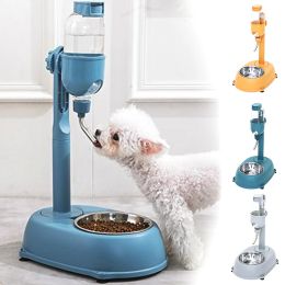 Feeding Adjustable Dog Drinker Pet Drinking Bottle Stainless Steel Food Bowl For Small Large Dog Leakproof Detachable Waterer