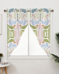 Curtain Flower Leaf Line Hand Drawn Curtains For Bedroom Window Living Room Triangular Blinds Drapes