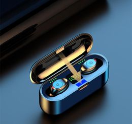 Wireless Earphones Bluetooth V50 F9 TWS headset HiFi stereo earbuds LED display touch control 2000mAh power bank NFC microphone H8059925