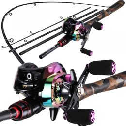 Combo Sougayilang 2.1m UltraLight Carbon Fibre Casting Fishing Rod and Reel Set Baitcasting Reel Combo for Bass Trout Carp Fishing