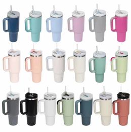 40Oz Mug Tumbler With Handle Tumblers Lids Straw Stainless Steel Coffee Termos Cup Ready To Ship Vacuum Insulated Water Bottles 0430