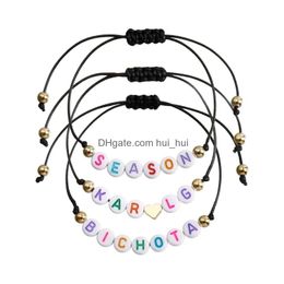 Charm Bracelets 3 Pcs/Set Letters Heart-Shaped Festival Gift For Women Men Fan Mom Drop Delivery Jewellery Dhlmd