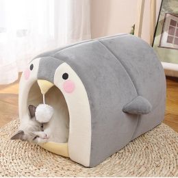 Mats New Cute Cat Bed Warm Cat House Small Dog Tent Mat Soft Puppy Pet Basket Cave Cushion Bed for Cats Pet Accessories for Supplies