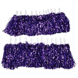 Party Favour 24Pcs Cheerleading Pom Poms Metallic Foil Cheer With Plastic Handle For Adults Kids Cheerleaders Purple