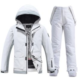 Jackets Winter Ski Jacket Snow Trousers Women Man Hooded Trend Ski Wear Thicken Warm Windproof Waterproof Ski Equipment Ski Suit Women