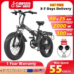 Bicycle 2000W Electric Bicycle 20INCH Ebike 48V 25AH Lithium Battery Mechanical Disc Brake 1000W Electric Bike Fat Tire Folding E bike