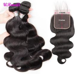 Indian Body Wave Bundles With Closure 55 Lace Closure Raw Virgin Indian Hair Weave 4 Bundles With Closure Body Wave Human Remy Ha45005059