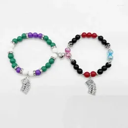 Charm Bracelets 2Pcs/set Poker Spider Couple Bracelet Heart Energy Stone Beads Bangle Friendship For Women Girl Fashion Gifts