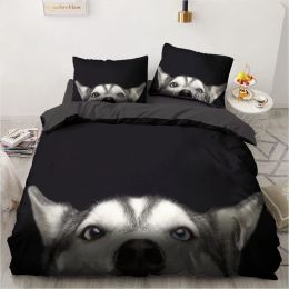 sets 3d Animals Bedding Set Lovely Pet Printed Comforter Black Duvet Cover Kids Home Decor Single Queen King Size Gift Dropshipping