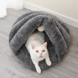 Mats Tent S L Coffee Pets Winter Removable Cosy Beds Puppy Pet Cat Soft Warm Nest Kennel Bed Cave House Sleeping Bag Mat Pad