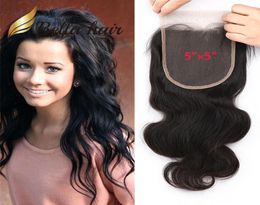 55 66inch Lace Natural Colour Brazilian Malaysian Human Hair Top Closure Part 5quot5quot Body Wave BellaHair7102227
