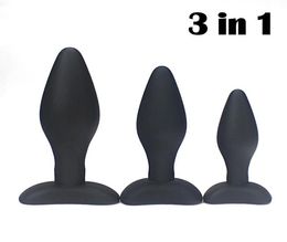 3 in 1 Butt Plug Set Anal Sex Toys Black Smooth Waterproof Silicone Anal Plug Unisex Erotic Toys Adult Sex Products Cheap 17902667547