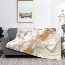 Blankets Marbled White Gold Four Seasons Comfortable Warm Soft Throw Blanket Marble Textures Structures Abstract Decorative Art