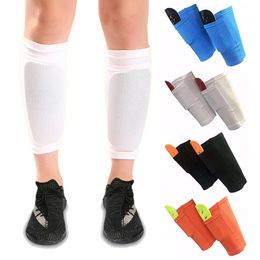 1 Set Usefully Adult Kids Soccer Protective Socks With Pocket Football Shin Pads Leg Sleeves Supporting Shin Guard Calf Support 240229