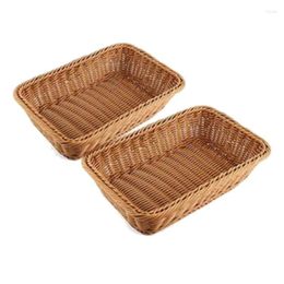 Plates 12 Pcs Rectangular Basket For Table Or Counter Display Bread Fruits And Vegetables Wicker Baskets Markets Bakery