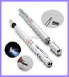 Laser pen MULTI FUNCTION 4 in 1 Red Laser Pointer LED Light Lamp Ball Pen Torch Telescopic Pointer to Teach Silver6932027