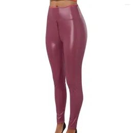 Women's Pants Women Tight Trousers Sleek Faux Leather With Open Crotch Tummy Control For Sexy Nightclub Outfits Butt-lifting