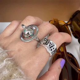 Saturn Viviane Jewlery Дизайнерское кольцо Ювелирные изделия для женщин Viviennr Westwood Anillos Кольцо Вдовствующая императрица Сатурн Кольцо с пряжкой для ремня Пара Широкое лицо в сетку Красное классическое кольцо