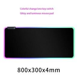 Pads Tianshu LED Light Mousepad RGB Keyboard Cover Deskmat Colorful Surface Mouse Pad Waterproof Multisize Computer Gamer Mat