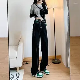 Women's Jeans Pants For Woman Graphic Pattern Trousers With Print Black High Waist S Straight Leg Unique Office 90s On Sale Z